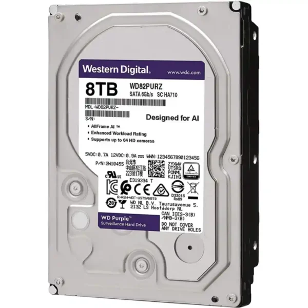 هارد اینترنال وسترن دیجیتال ظرفیت 8 ترابایت بنفش مدل WD PURPLE 8TB HDD
