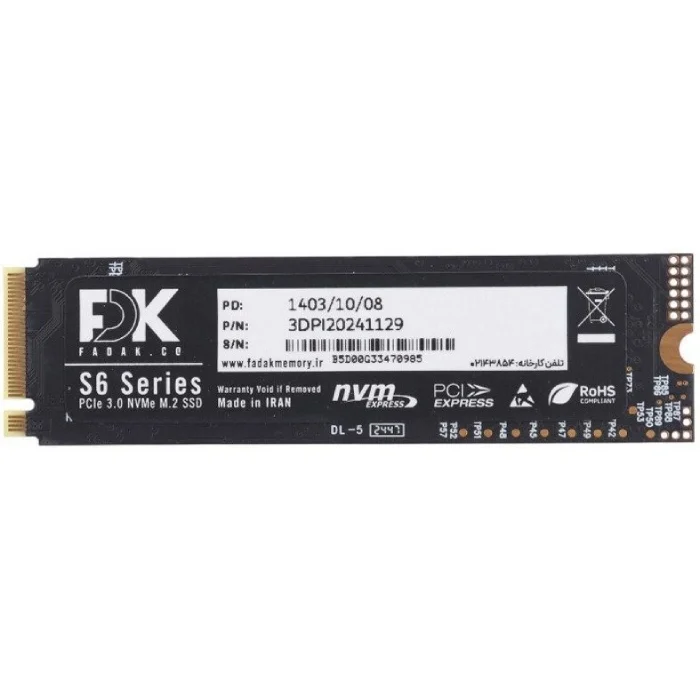 حافظه اس اس دی اینترنال فدک مدل S6 M.2 2280 NVMe ظرفیت 512 گیگابایت