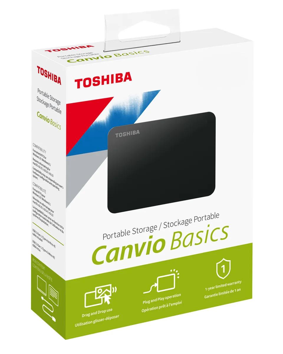 toshiba-canvio-basics-1tb-side-view هارد اکسترنال توشیبا Toshiba Canvio basics ظرفیت 2 ترابایت - تصویر 1